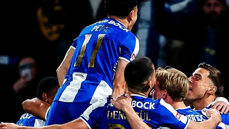 Terem Moffi celebrating his first Liga Portugal goal for FC Porto