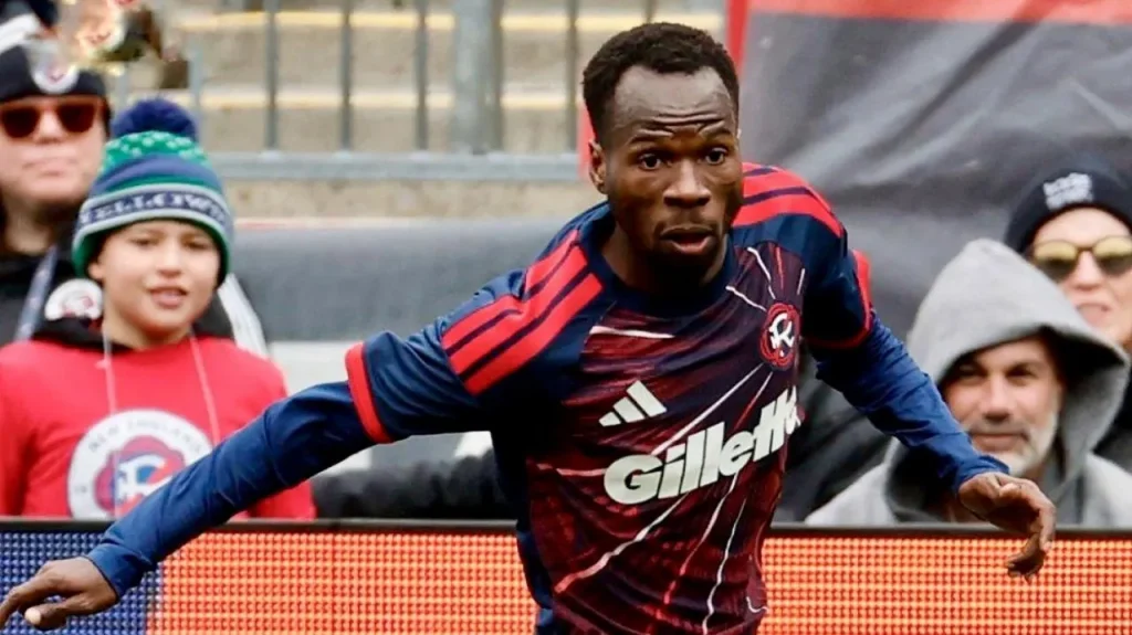Alhassan Yusuf celebrating his goal for New England Revolution vs FC Cincinnati