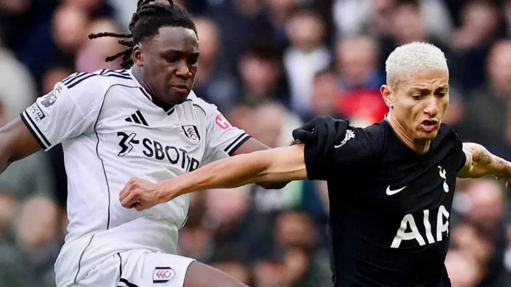 Calvin Bassey in action for Fulham vs Tottenham