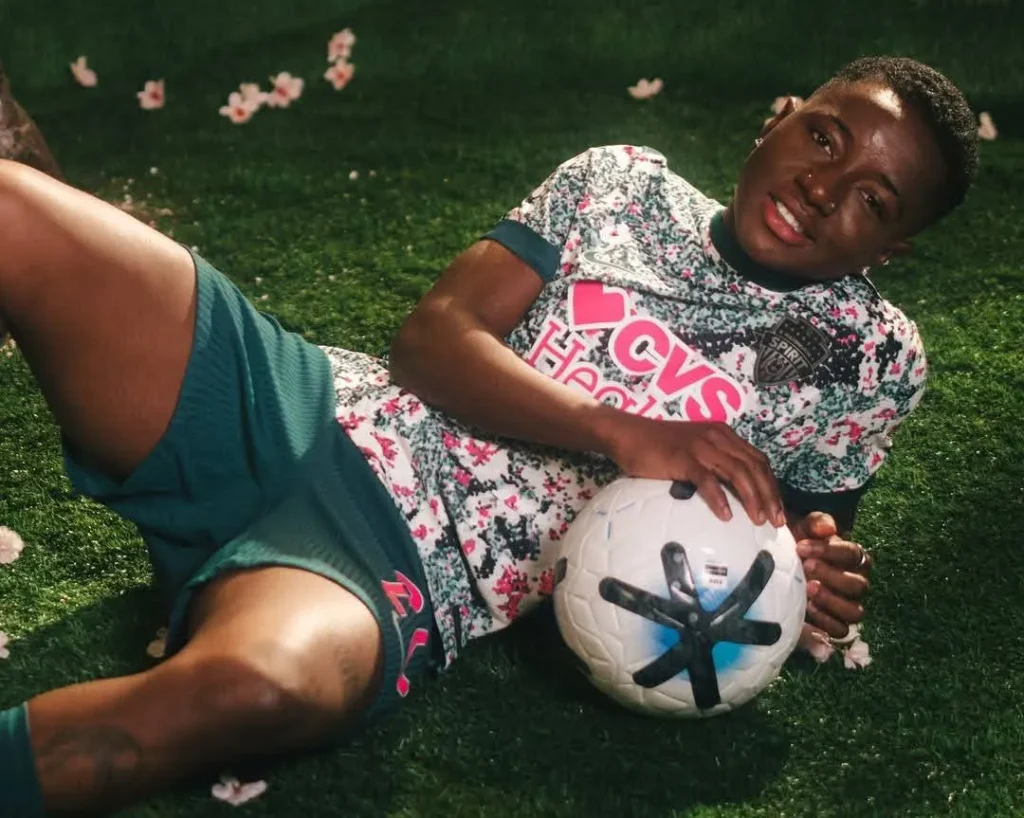 Deborah Abiodun unveiling Washington Spirit Spirit in Bloom kit