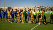 Kano Pillars players celebrating a goal against Enyimba in the NPFL
