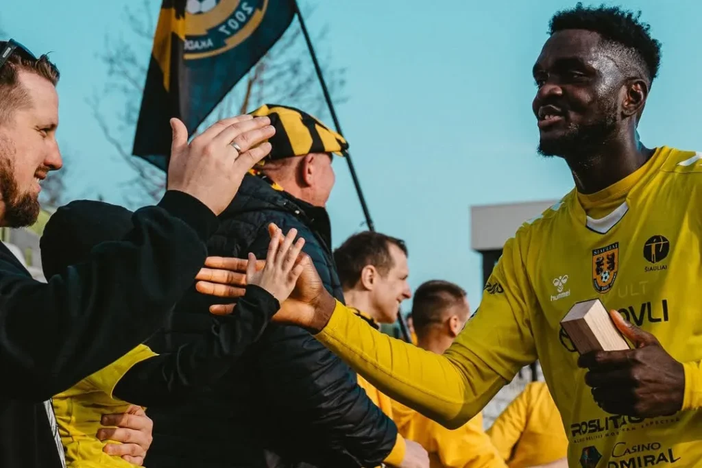 Man of the Match Chidera Nwoga during the 1-1 draw against FC Hegelmann