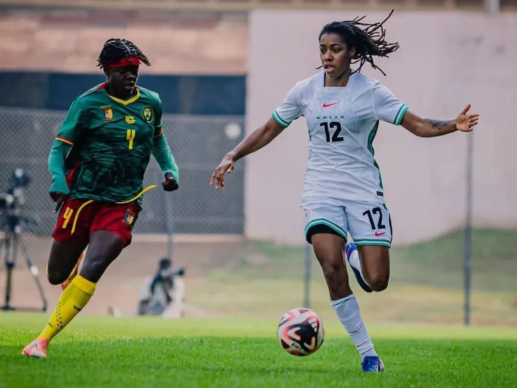 Michelle Alozie heads home in Super Falcons victory
