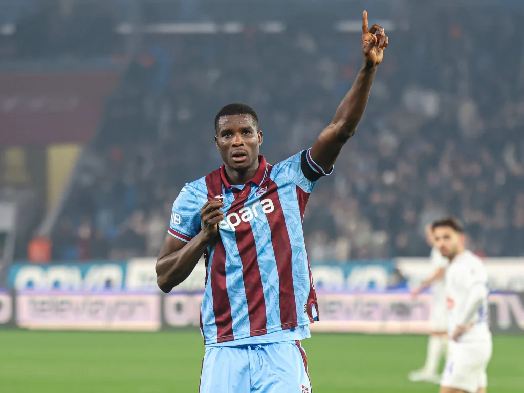 Paul Onuachu celebrating a goal for Trabzonspor in the Turkish Super Lig