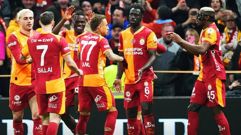 Victor Osimhen celebrating his 12th Super Lig goal for Galatasaray against Başakşehir