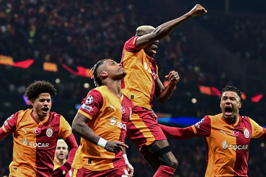 Victor Osimhen in action against Liverpool for Galatasaray at RAMS Park