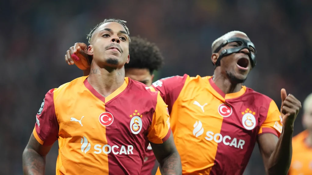 Victor Osimhen reacts after Galatasaray 1-0 win over Liverpool