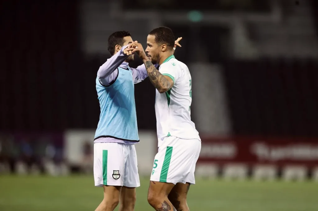 William Troost-Ekong celebrating his first goal in Qatar Stars League