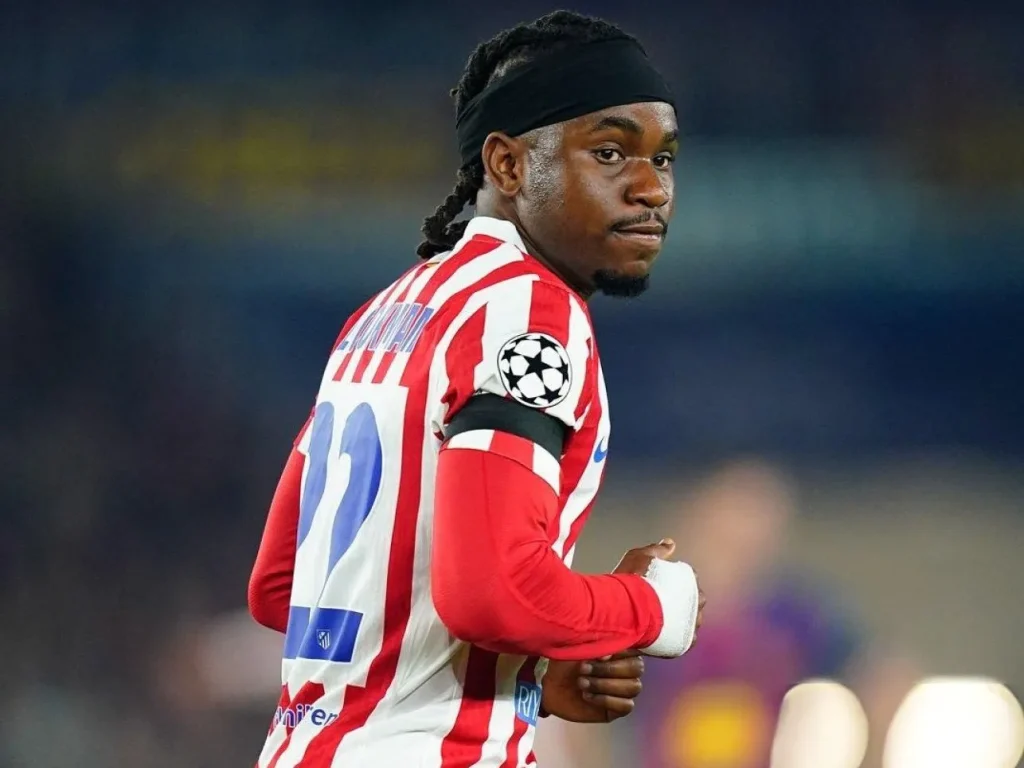 Ademola Lookman in Champions League action goal against Barcelona