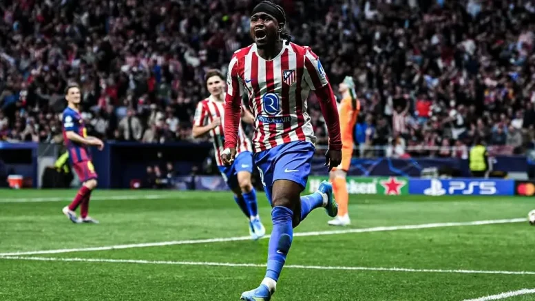 Ademola Lookman reacts after Atletico Madrid UCL win