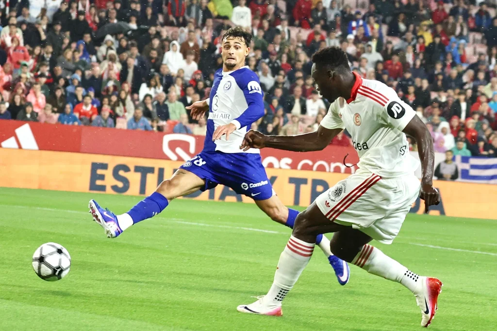 Akor Adams in action for Sevilla vs Atletico Madrid