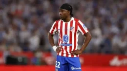 Atlético Madrid and Ademola Lookman reacting during Copa del Rey final defeat