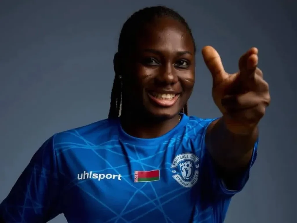 Blessing Nkor all smiles after signing for Dynamo Brest in Belarus