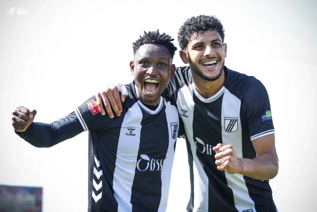 CS Sfaxien players celebrate Emmanuel Ogbole hat-trick