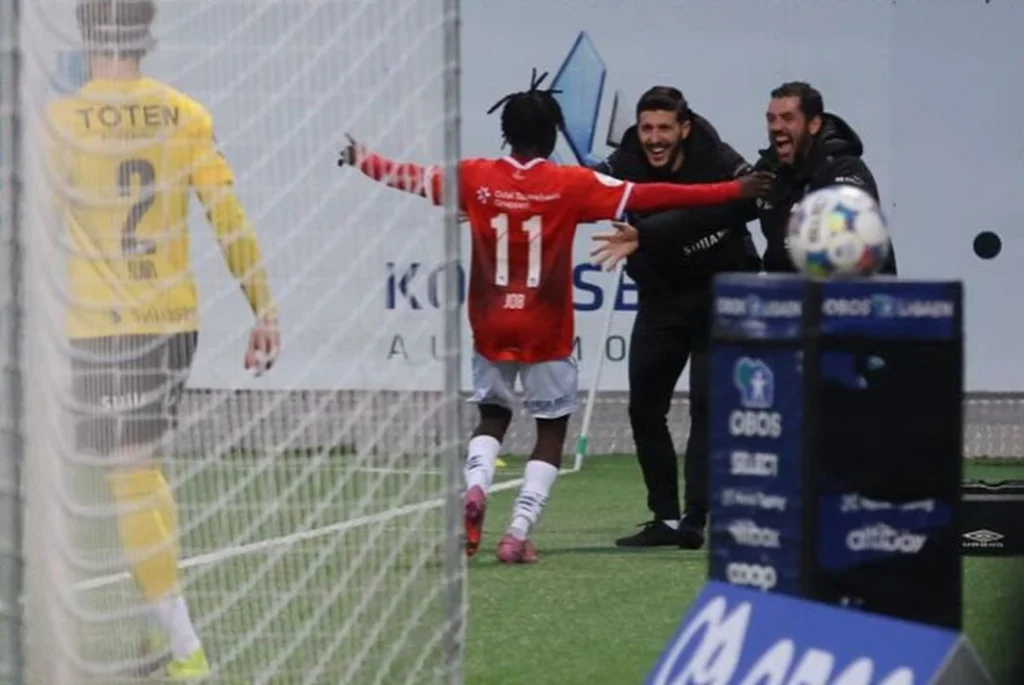 Daniel Job celebrates goal for Kongsvinger vs Raufoss_