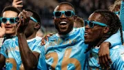 Frank Onyeka celebrates EFL Championship with Coventry City