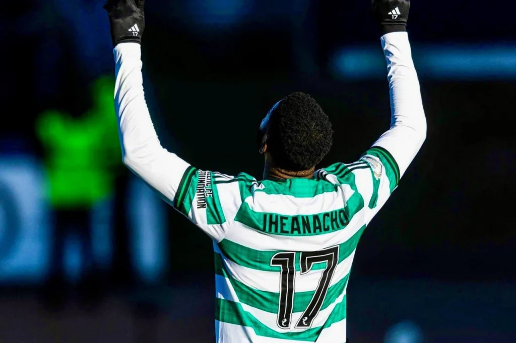 Kelechi Iheanacho celebrates winner for Celtic vs Dundee