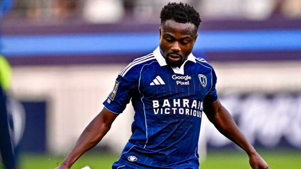 Moses Simon reacts after assist for Monaco in heavy defeat to Paris FC