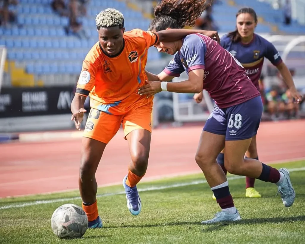 Motunrayo Ezekiel reacting after goal in narrow Racing Power defeat