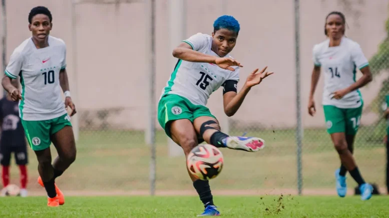 Super Falcons players in friendly match