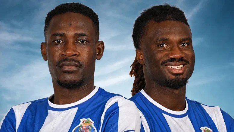 Zaidu Sanusi and Terem Moffi celebrating Porto league title